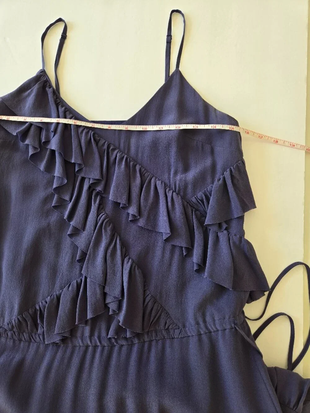 Banana Republic 100% Silk TieredRuffe Cami Mini Dress size XS Deep purple/blue